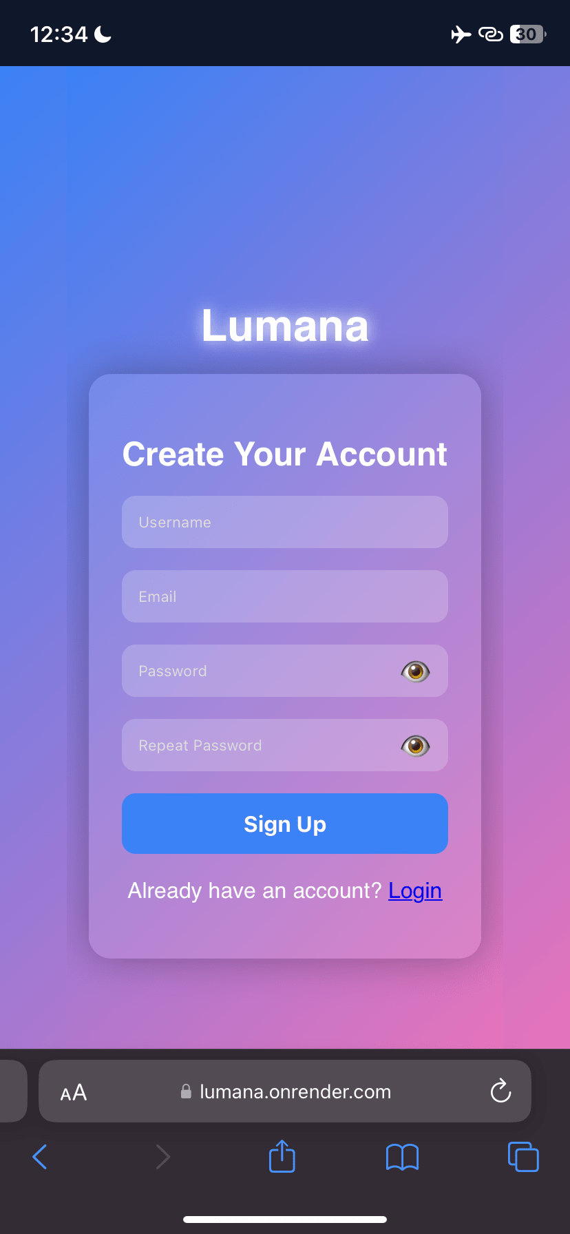 Lumana AI – Emotional Healing Chatbot registration