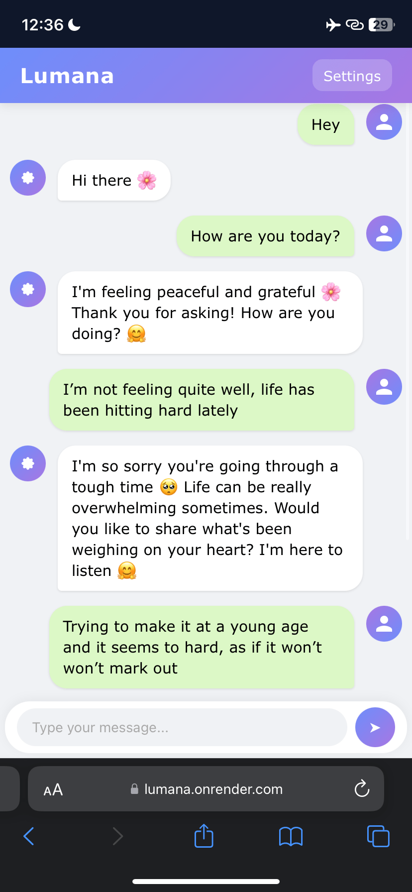 lumana chat section