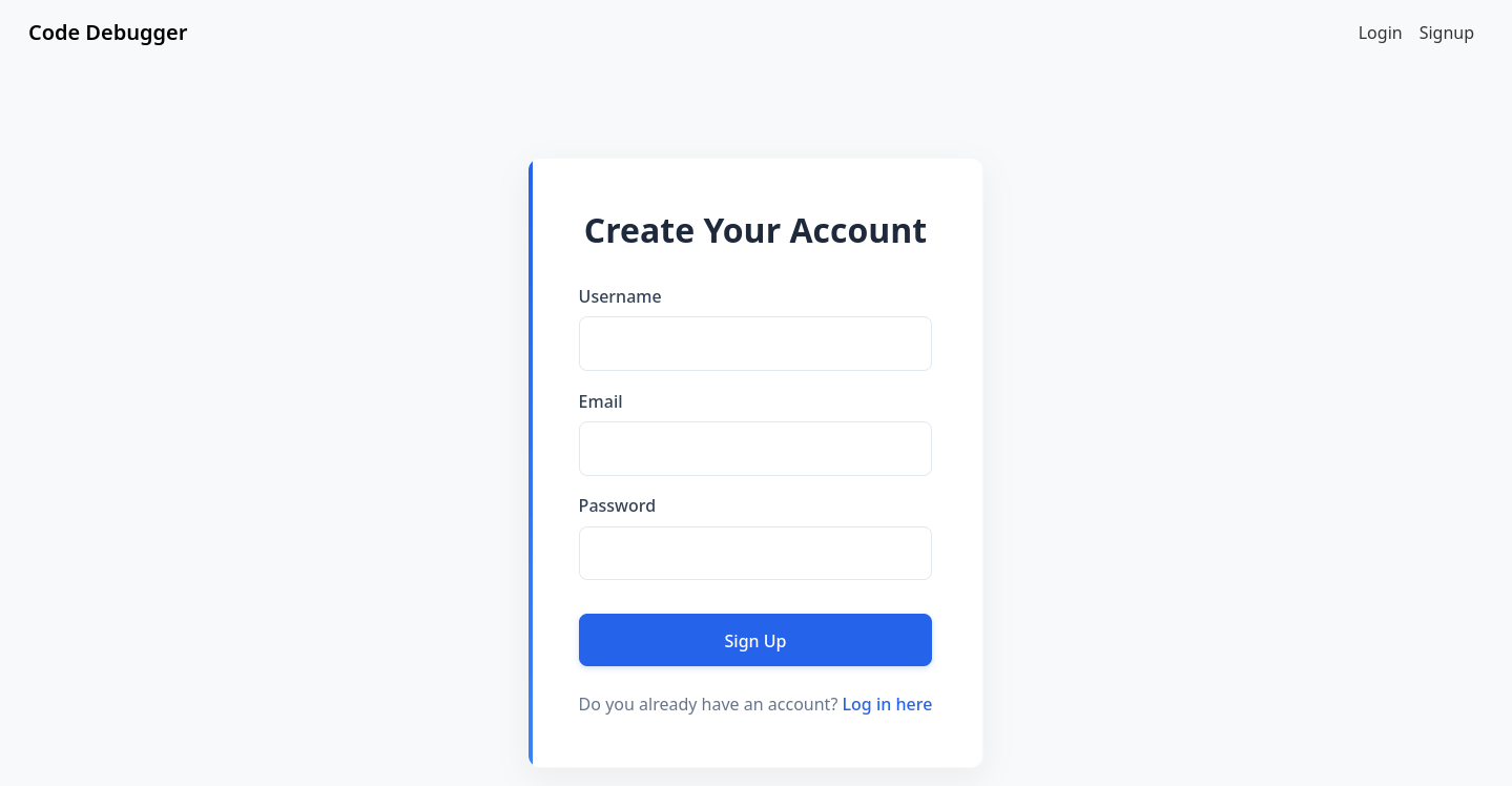 Sign up page